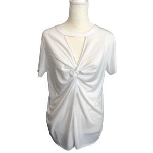 NWOT Bobi V-Neck Cutout White Tee With Knotted Twist Front